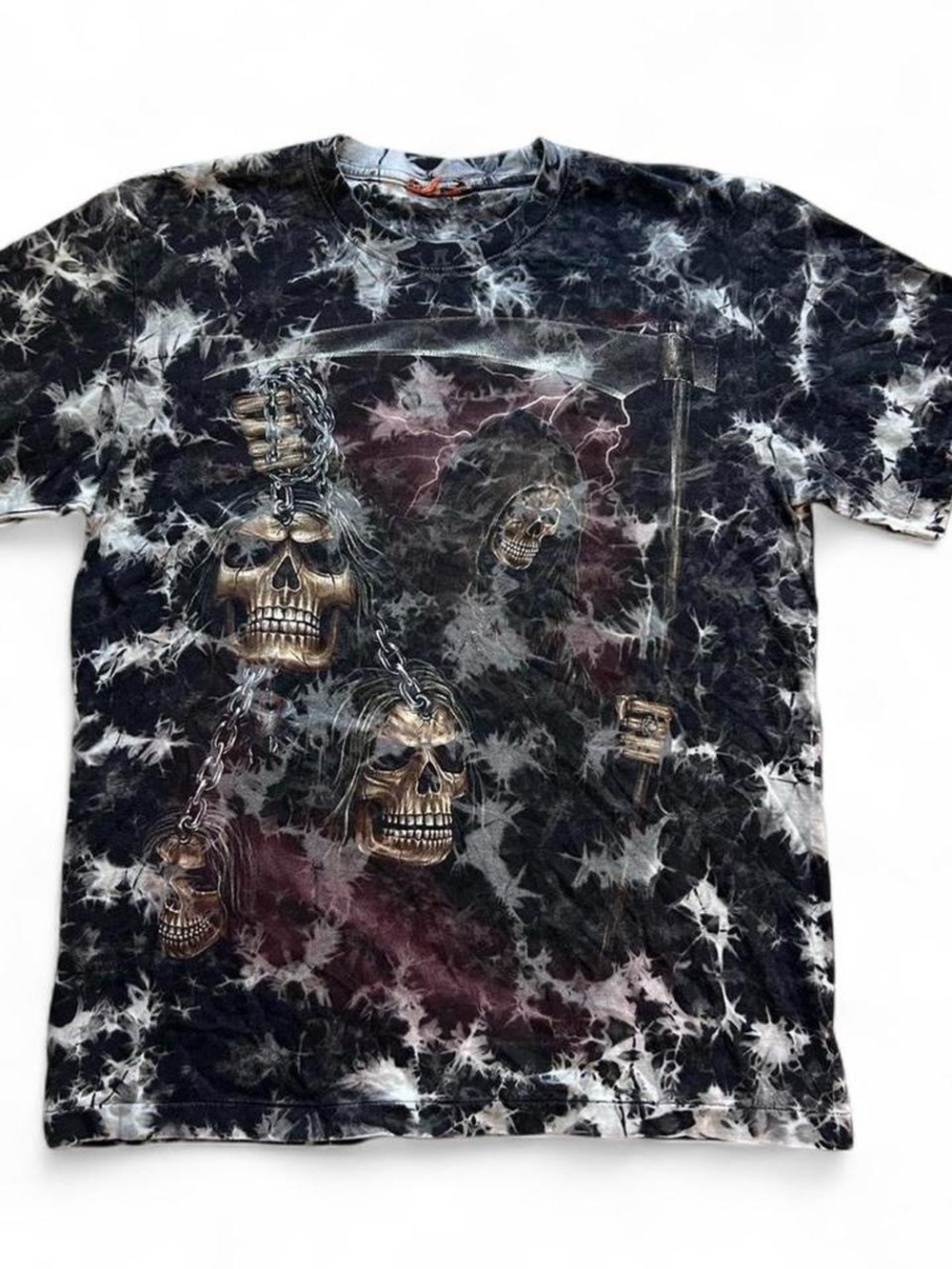 Black Tie-Dye Skull Graphic Short-Sleeve Shirt